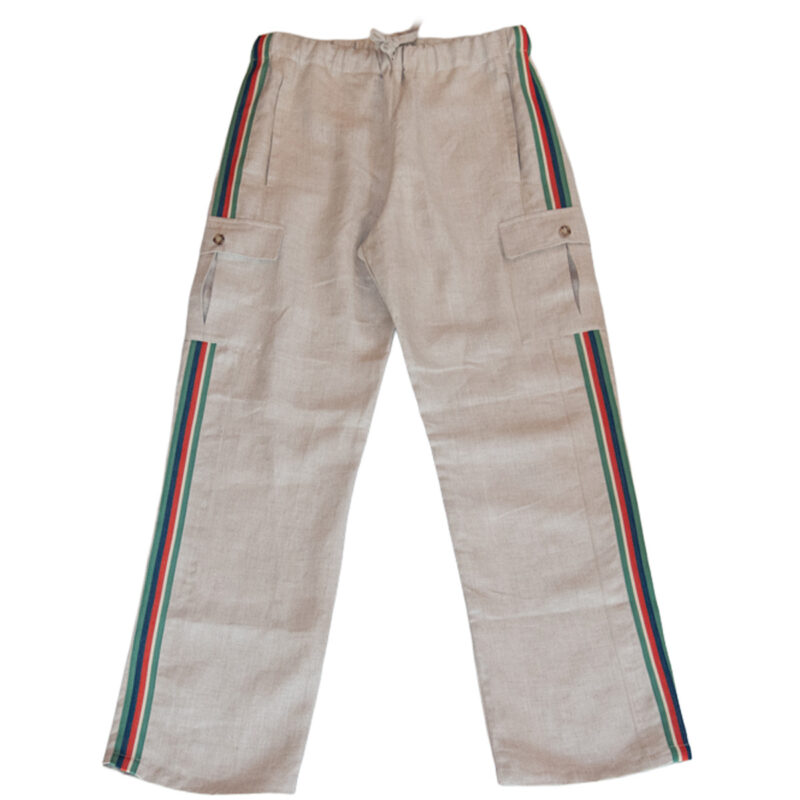 MENSWEAR VOL.1 - GALAPAGOS CARGO PANTS ECRU , MULTI COLOR BAND